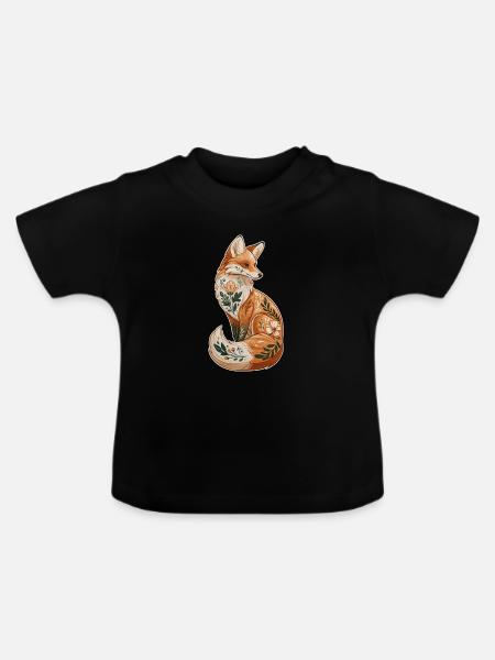 Fuchs dekorativ - Baby Bio-T-Shirt mit Rundhals - Schwarz