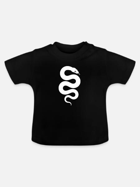 Weiße Schlangen-Silhouette auf Schwarz - Baby Bio-T-Shirt mit Rundhals - Schwarz