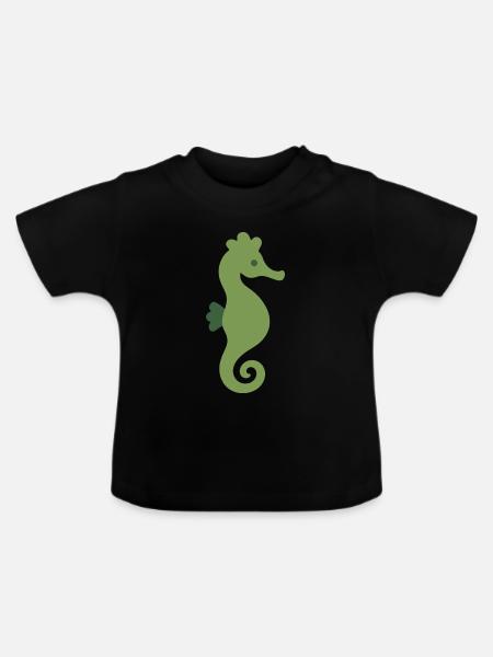 Seepferdchen Meeresleben Geschenkidee Illustration - Baby Bio-T-Shirt mit Rundhals - Schwarz