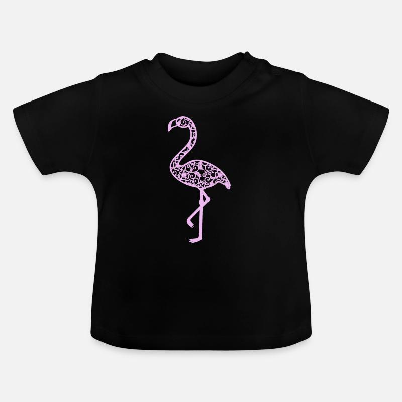 Mon flamant rose préféré - T-shirt bio col rond Bébé - noir