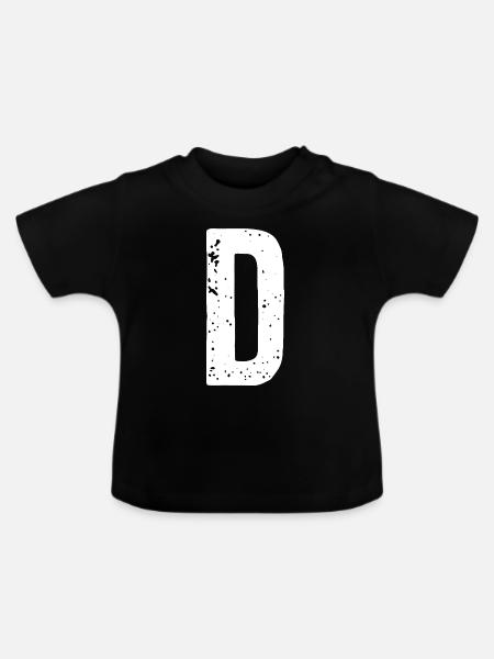 D-Buchstabe - Baby Bio-T-Shirt mit Rundhals - Schwarz