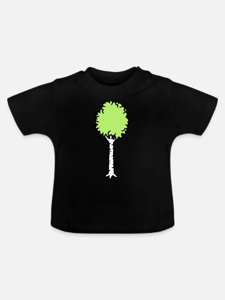 Birke Bäumchen Cool - Baby Bio-T-Shirt mit Rundhals - Schwarz
