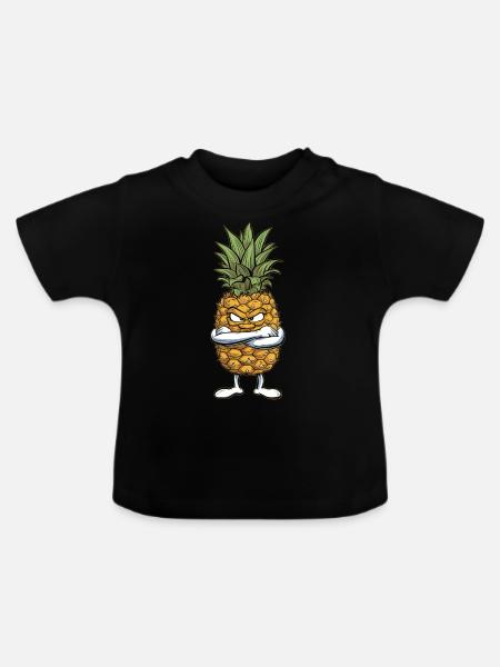 Ananas - Baby Bio-T-Shirt mit Rundhals - Schwarz
