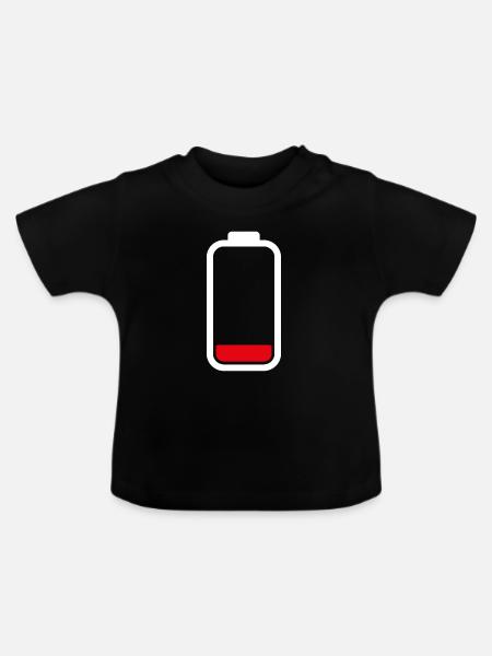 LOW BATTERY - White - Baby Bio-T-Shirt mit Rundhals - Schwarz