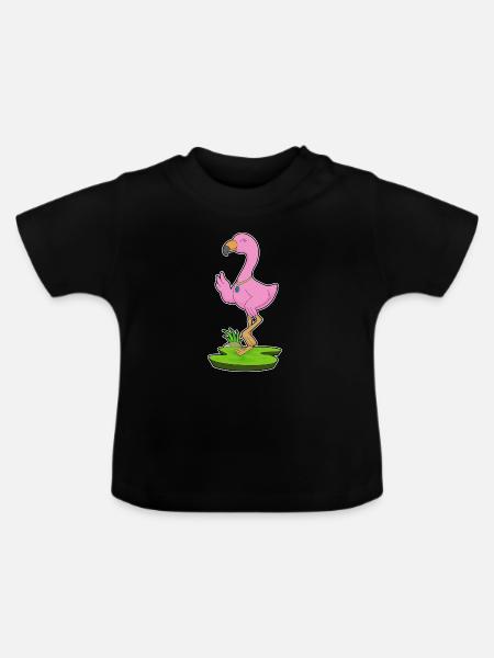 Flamingo Halskette - Baby Bio-T-Shirt mit Rundhals - Schwarz