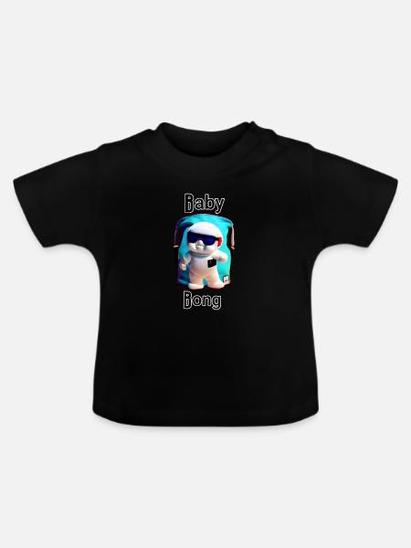 Baby Chill Maskottchen - Baby Bio-T-Shirt mit Rundhals - Schwarz