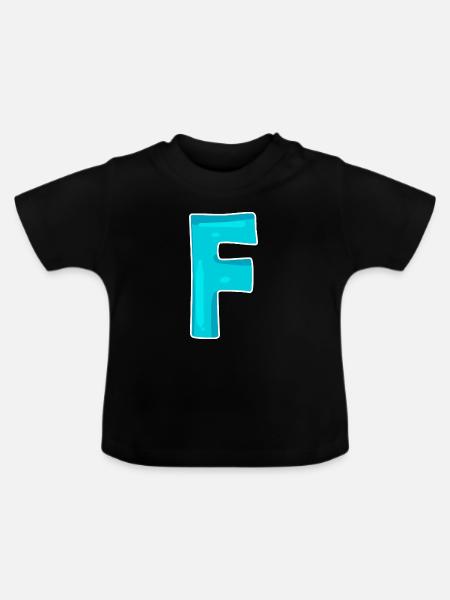 Name Buchstabe F - Baby Bio-T-Shirt mit Rundhals - Schwarz