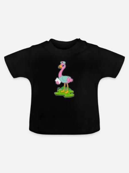 Flamingo Krankenschwester - Baby Bio-T-Shirt mit Rundhals - Schwarz