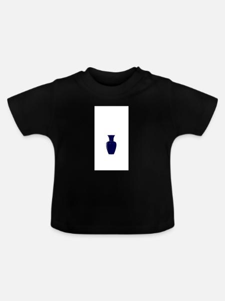 Mitternachtsblaue Vasen-Silhouette - Baby Bio-T-Shirt mit Rundhals - Schwarz