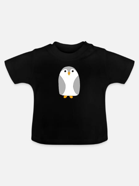 Niedliches Pinguinbaby - Baby Bio-T-Shirt mit Rundhals - Schwarz