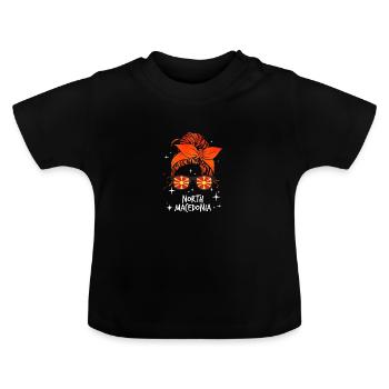 North Macedonia - Baby Organic T-Shirt with Round Neck - black - Front