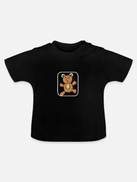 Teddybär - Baby Bio-T-Shirt mit Rundhals - Schwarz