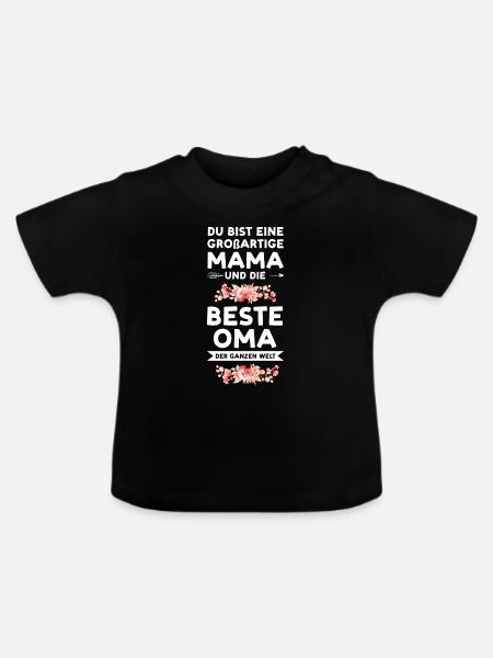 Mama Oma Großmutti Geschenk - Baby Bio-T-Shirt mit Rundhals - Schwarz