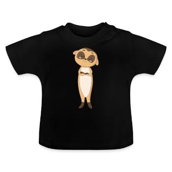 Meerkat Sweet - Baby Organic T-Shirt with Round Neck - black - Front