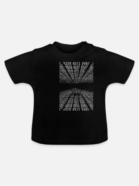 Horizontaler Binärcode - Baby Bio-T-Shirt mit Rundhals - Schwarz