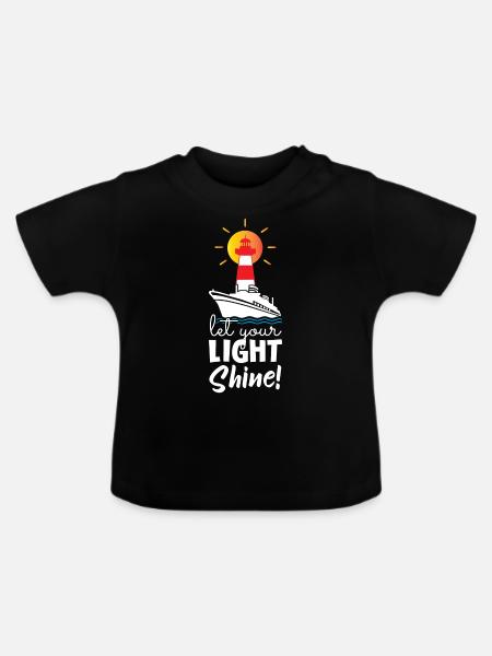 Let Your Light Shine Lighthouse - Baby Bio-T-Shirt mit Rundhals - Schwarz