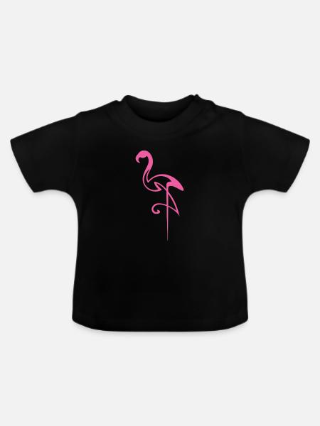 Flamingo - Baby Bio-T-Shirt mit Rundhals - Schwarz