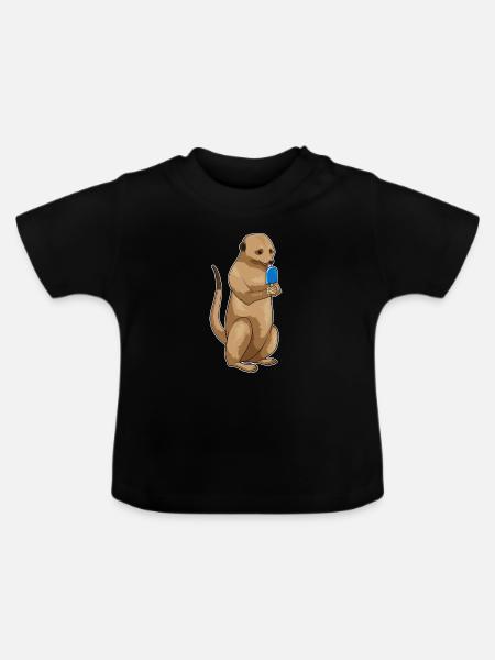 Erdmännchen Eis am Stiel - Baby Bio-T-Shirt mit Rundhals - Schwarz