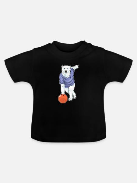 Eisbär Bowling Bowlingkugel - Baby Bio-T-Shirt mit Rundhals - Schwarz