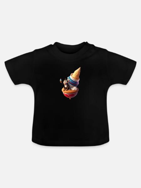 Galaktischer Eisaffe - Baby Bio-T-Shirt mit Rundhals - Schwarz