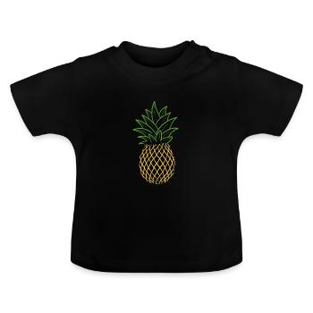 Ananas - Baby Bio-T-Shirt mit Rundhals - Schwarz - Vorne