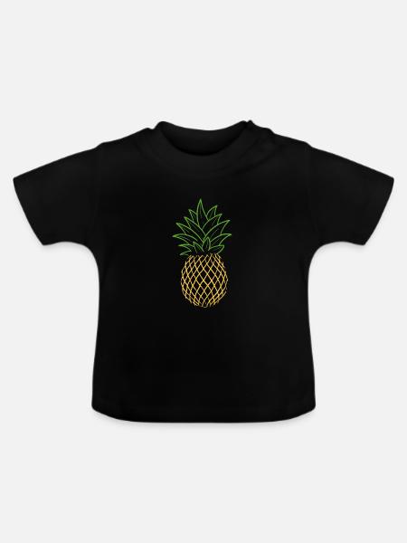 Ananas - Baby Bio-T-Shirt mit Rundhals - Schwarz