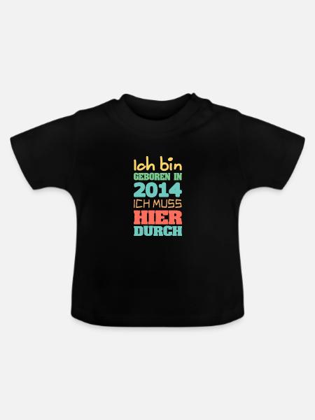 geboren 2014 - Baby Bio-T-Shirt mit Rundhals - Schwarz