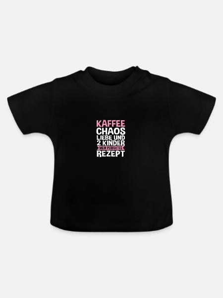 Mama Von 2 Kindern - Baby Bio-T-Shirt mit Rundhals - Schwarz