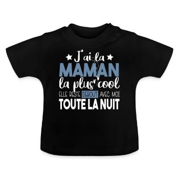 Maman Bébé Naissance Humour Cadeau Fête Mères - T-shirt bio col rond Bébé - noir - Devant