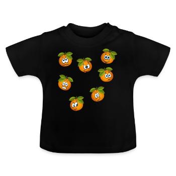 Citrus tangerina - Baby Organic T-Shirt with Round Neck - black - Front