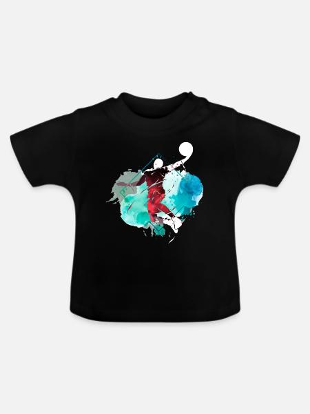 Basketball Basketballspieler Dunking Splash Bunt - Baby Bio-T-Shirt mit Rundhals - Schwarz