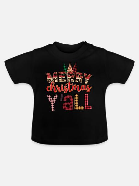 Merry Christmas Y'ALL - Baby Bio-T-Shirt mit Rundhals - Schwarz