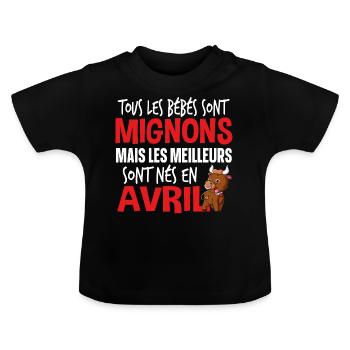 Bébé Avril Taureau Naissance Cadeau Baby - T-shirt bio col rond Bébé - noir - Devant