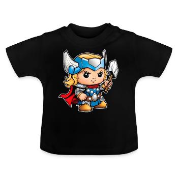 Baby Wikinger Thor - Baby Bio-T-Shirt mit Rundhals - Schwarz - Vorne