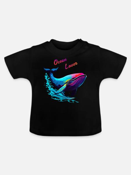Liebhaber des Ozeans. Wal - Baby Bio-T-Shirt mit Rundhals - Schwarz