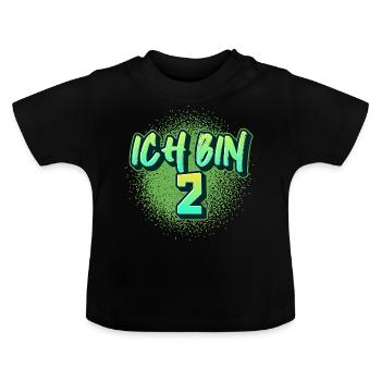 Ich bin 2 – Farbenspaß zum Geburtstag - Baby Bio-T-Shirt mit Rundhals - Schwarz - Vorne
