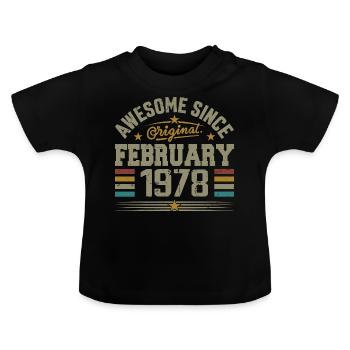 February 1978 47th Anniversary Gift, February 1978 - Baby Organic T-Shirt with Round Neck - black - Front