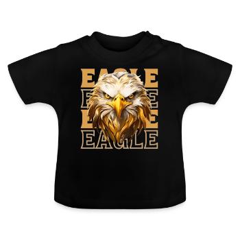 Eagle Head Gold Bird of Prey Bird Animal Nature - Baby Organic T-Shirt with Round Neck - black - Front