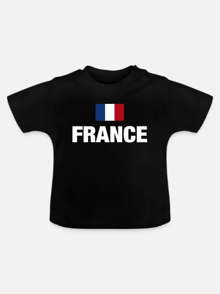 France France Drapeau français Fan Cadeau - T-shirt bio col rond Bébé - noir