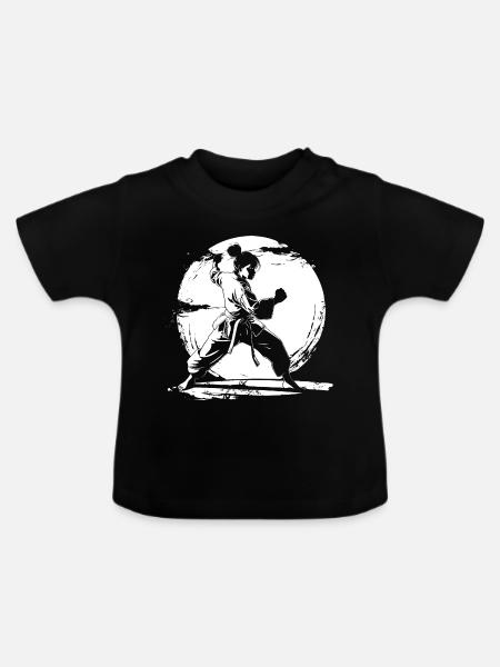 Karate Mädchen Zeichnung - Baby Bio-T-Shirt mit Rundhals - Schwarz