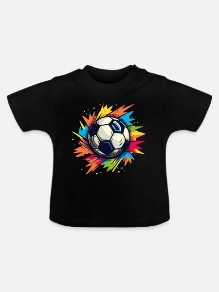 Fußball Graffiti - Baby Bio-T-Shirt mit Rundhals - Schwarz