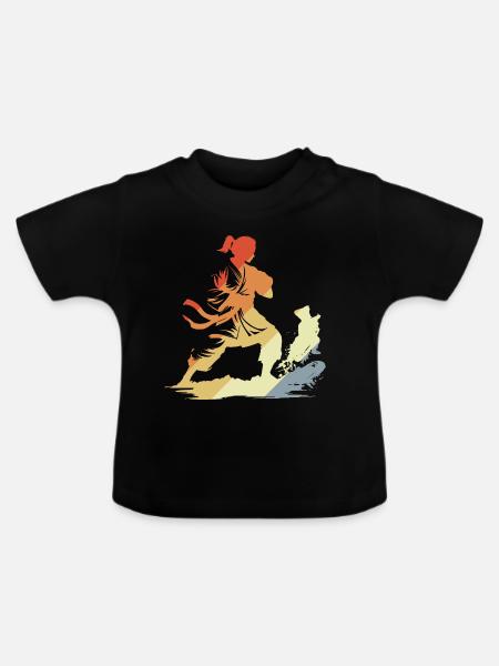 Weibliche Karateka Retro - Baby Bio-T-Shirt mit Rundhals - Schwarz