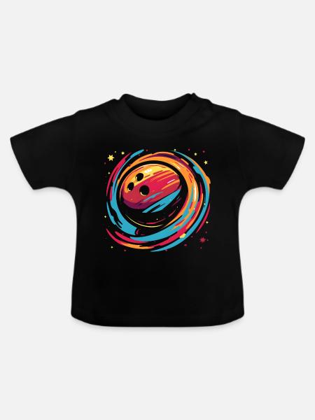 Retro Bowlingkugel - Baby Bio-T-Shirt mit Rundhals - Schwarz