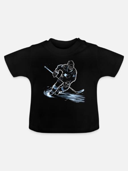 Eishockeyspieler Zeichnung - Baby Bio-T-Shirt mit Rundhals - Schwarz