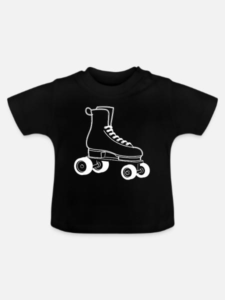 Rollschuhe Zeichnung - Baby Bio-T-Shirt mit Rundhals - Schwarz