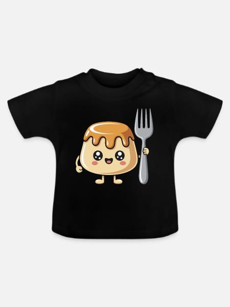 Pudding Mit Gabel - Baby Bio-T-Shirt mit Rundhals - Schwarz