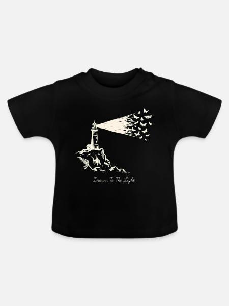 Drawn To The Light Lighthouse - Baby Bio-T-Shirt mit Rundhals - Schwarz