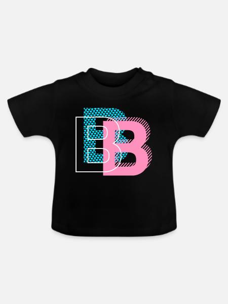 B wie Buchstabe - Baby Bio-T-Shirt mit Rundhals - Schwarz