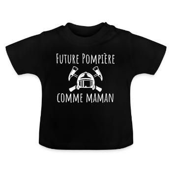 t shirt maman et bebe Future Pompiere - T-shirt bio col rond Bébé - noir - Devant