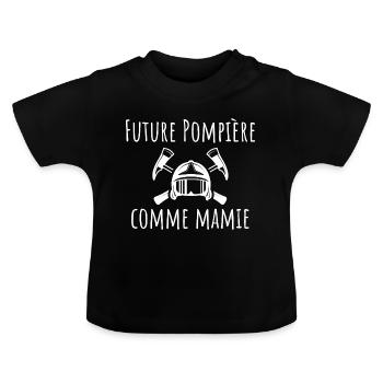 t-shirt future pompiere cadeau fille pompier - T-shirt bio col rond Bébé - noir - Devant